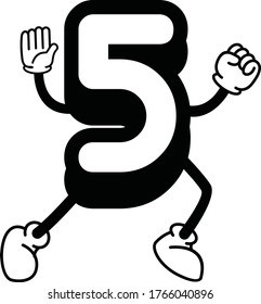 Número 5 Vector, icono, garabato