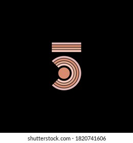 Number 5 vector line dot logo design template. Unique modern minimalist logo symbol