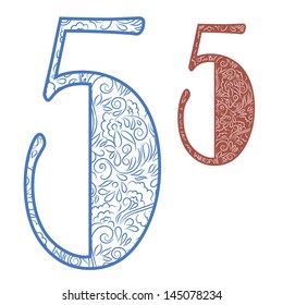 Number 5 vector ornament.