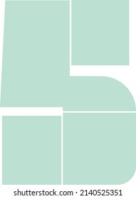 Number 5 Vector Template. Five number photo collage frame template. Photo collage frames template for interior design. Vertical form. Picture Display, Montage, Photo Collage Mask Area