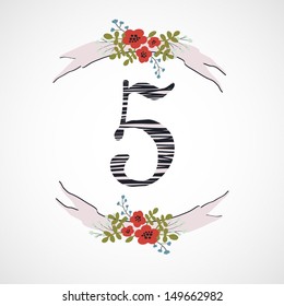 Number 5  in the vintage style