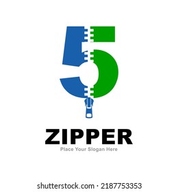 Diseño vectorial del logotipo del cierre número 5. Adecuado para el diseño de moda, nombre inicial, afiche, tarjeta y símbolo de moda industrial