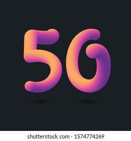 Number 50 3D multi colour gradient digit icon vector template.