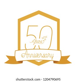 number 50 for anniversary celebration card icon