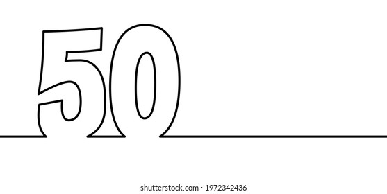 Number 50 for banner or card. Married for 50 years or 50 years old anniversary, abraham, sarah or wedding  day. Flat vector sign. Happy Birthday, bday. Congratulations fifty year 50th. Man or woman.