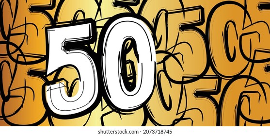 Number 50 For Banner Or Card. Married For 50 Years Or 50 Years Old Anniversary, Abraham, Sarah Or Wedding  Day. Flat Vector Sign. Happy Birthday, Bday. Congratulations Fifty Year 50th. Man Or Woman.