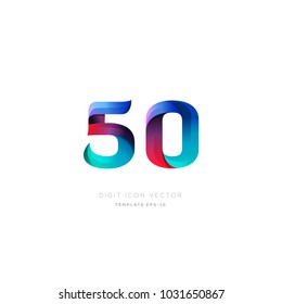 Number 50 fifty multi colour digit icon vector template.