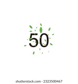 Number 50 leaves geometric symbol simple logo vector