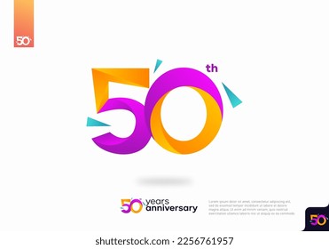 Diseño del icono del logo número 50, número del logo de 50 años, aniversario 50