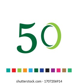 Nummer 50 Vektorillustration des Logos bunt