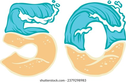 Anzahl 50 Ocean Waves Beach Theme Nummern