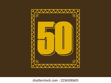 Number 50 in retro rectangle frame design