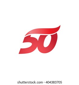 Number 50 Swoosh Design Template Logo Red