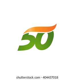 number 50 swoosh design template logo green orange