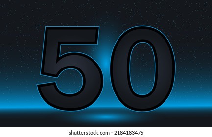 Número 50 vector. Lujoso azul número 50 con un lujoso fondo moderno. diseño vectorial para celebración, tarjeta de invitación y tarjeta de saludo