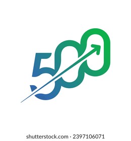 Nummer 500 und Pfeilzeichen. Pfeilzeichen nach oben und 500 Nummern