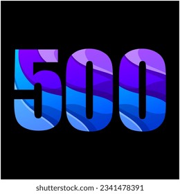 number 500 colorful gradient logo design