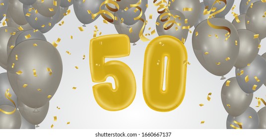 Number 50th anniversary birthday balloon isolated on background party celebration