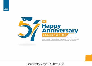Número 51 diseño de icono de logotipo, número de logotipo de cumpleaños 51, aniversario 51