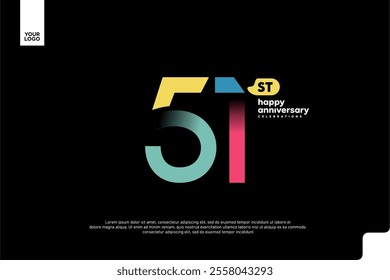 Number 51 logo icon design, 51st birthday logo number, anniversary 51