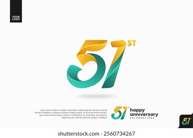 Number 51 logo icon design, 51st birthday logo number, anniversary 51