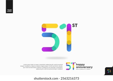 Number 51 logo icon design, 51st birthday logo number, anniversary 51