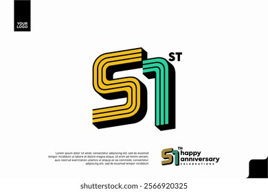Number 51 logo icon design, 51st birthday logo number, anniversary 51