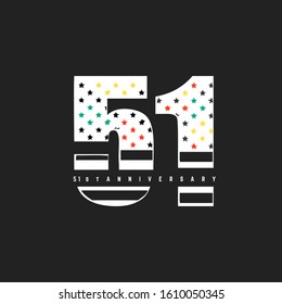 Number 51 vector font alphabet colorful map design symbol logo