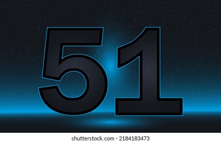 Nummer 51 Vektor. Luxuriöse blaue Nummer 51 mit luxuriösem, modernem Hintergrund. Vektordesign für Feiern, Einladungskarte und Grußkarte