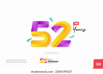 Number 52 logo icon design, 52nd birthday logo number, anniversary 52