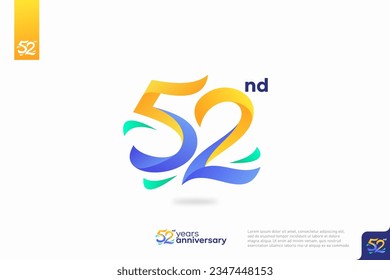 Number 52 logo icon design, 52nd birthday logo number, anniversary 52