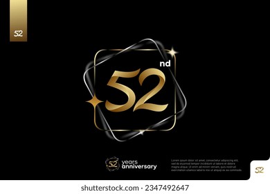 Diseño del icono del logo número 52, número del logo de 52 años, aniversario 52
