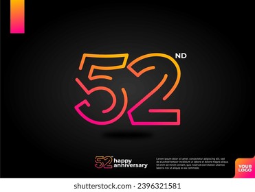 Diseño del icono del logo número 52, número del logo de 52 años, aniversario 52
