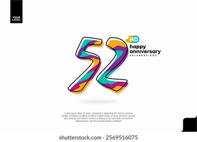 Number 52 logo icon design, 52nd birthday logo number, anniversary 52