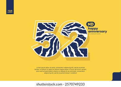 Number 52 logo icon design, 52nd birthday logo number, anniversary 52