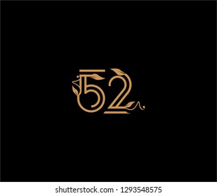 Number 52 monogram linear shape luxury flourishes ornament design logo