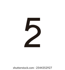 number 52 simple linked line geometric design vector 