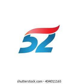 number 52 swoosh design template logo blue red