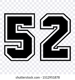 number 52 vector isolated template for creating prints on t-shirts and clothes