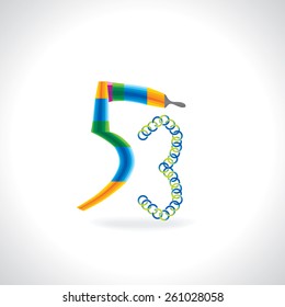 number 53 created by painting brush and green blue circles