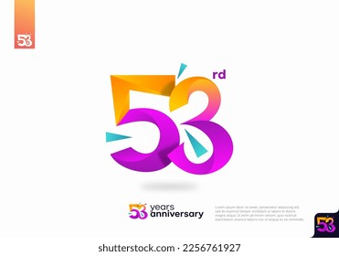 Diseño del icono del logo número 53, número del logo de 53 años, aniversario 53