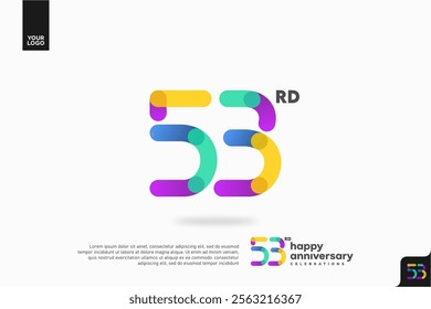 Number 53 logo icon design, 53rd birthday logo number, anniversary 53