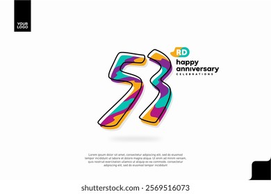 Number 53 logo icon design, 53rd birthday logo number, anniversary 53