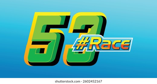 number 53 racing green racing color for sports, automotive and esports and jersey