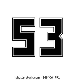 number 53 shape template vector isolated illustration