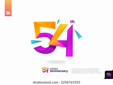 Number 54 logo icon design, 54th birthday logo number, anniversary 54