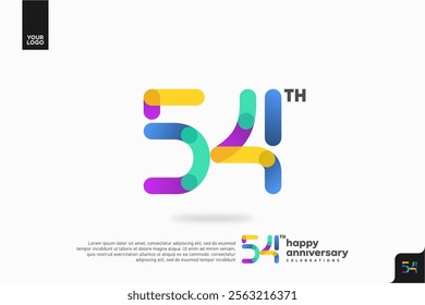 Number 54 logo icon design, 54th birthday logo number, anniversary 54