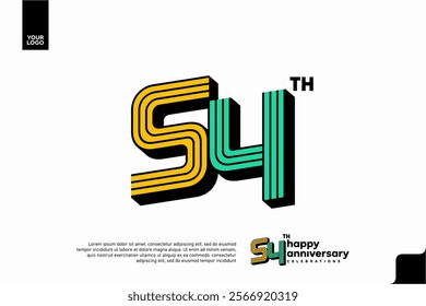 Number 54 logo icon design, 54th birthday logo number, anniversary 54