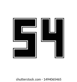 number 54 shape template vector isolated illustration