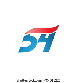 number 54 swoosh design template logo blue red